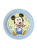  Disney Baby Mickey Mouse - Platos de papel (8 unidades, 20 cm), color azul