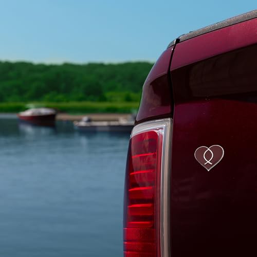 Image of Chrome Metal Christian Jesus Fish and Heart Car /Auto /Truck 3D Emblem Badge Decal - Universal Fit (Red)