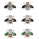 GOLDEN STRAWBERRY 6 PCS Honey Bee Brooches Lapel Pins Crystal Insect Themed Bee Brooches for Women ( 3 Colors)