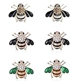 GOLDEN STRAWBERRY 6 PCS Honey Bee Brooches Lapel Pins Crystal Insect Themed Bee Brooches for Women ( 3 Colors)