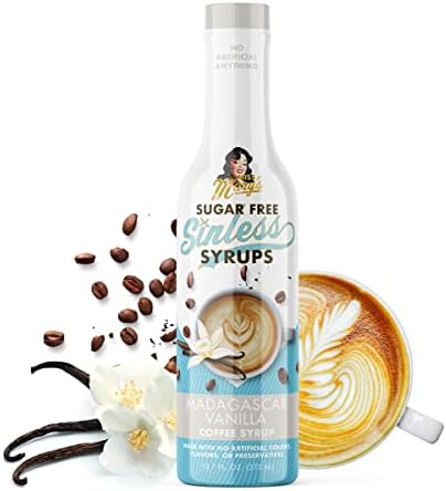 Miss Mary's Madagascar Vanilla Sugar Free Coffee Syrup- Natural and Organic ingredients, Zero Carbs, Keto Friendly, No Artificial Anything.