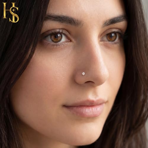Image of HighSpark 92.5 Sterling Silver Nose Pin for Women | Simple & Elegant Nose Piercing for Women & Girls | Lovely Gift