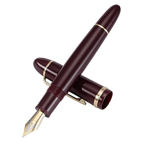 Jinhao X159 Pióro wieczne z cienką stalówką, czerwone wino, ze złotym klipsem, akrylowe, duży rozmiar, do pisania