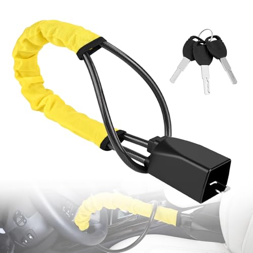 Gaethra Antivol Voiture, Bloc Volant Voiture Antivols Réglable en Acier Trempé, Bloque Volant Voiture avec 3 Clés, Dispositif Antivol Visible et Universel pour Auto, SUV, Camping-Car et Véhicules