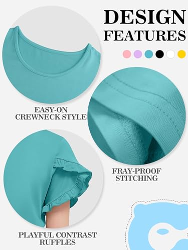 Girls Cute Ruffle Sleeve T-Shirt, Loose Fit Crewneck Summer Top for Kids 5-14 Years2