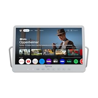 SYLVOX Mini TV Portatile 15.6" con DVB-T2/S2, 1080P HD Batteria Ricaricabile 10000mAn (Lavoro 4-6 Ore), IP66 Impermeabile Google Televisore, HDMI/USB, 12 Volt per Camper, Bagni, Cucine