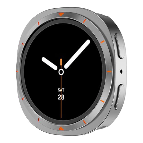 Image of 2 in 1 Metal Rugged Case Compatible with Samsung Galaxy Watch 8 40mm 44mm Shockproof Protect Bumper Case with Back Cover (NO WATCH) (Titanium and Orange,40mm)