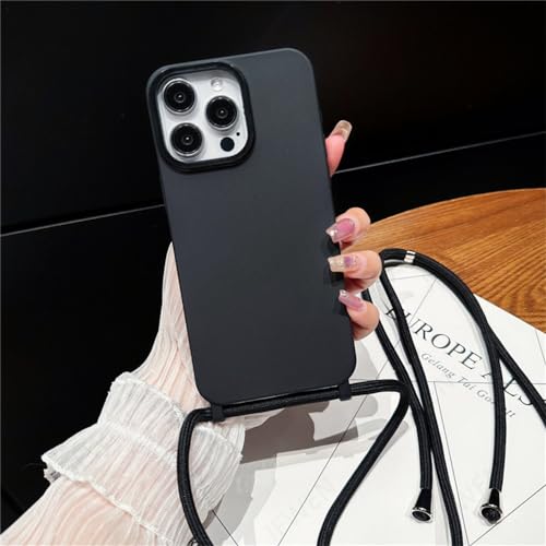 Coque iPhone 14 Plus avec lanière Noir en silicone souple