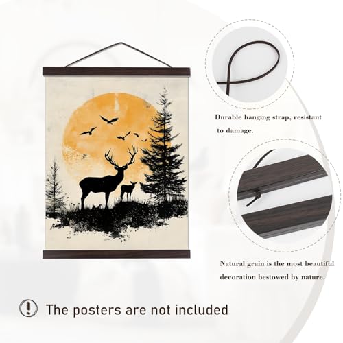 Image of Artmag Magnetic Poster Hanger Frame, 32x24 32x40 32x48 Light Wood Wooden Magnet Canvas Artwork Print Poster Hangers Frames Hanging Kit (Walnut, 32 inch)