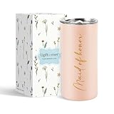 Ugiftcorner Maid of Honor Gifts Bridesmaid Proposal Gifts Maid of Honor Cups Wedding Bachelorette Party Favors Bridal Shower Stainless Steel Skinny Tumbler with Lid and Straw 15 OZ Pink