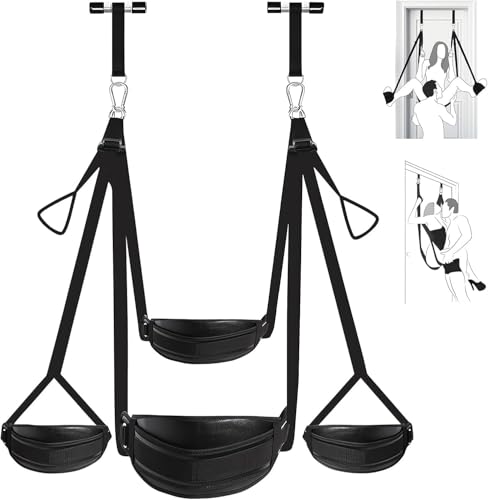 BDSM Door Sex Swing for Couples Soft Leather & Plush Sex Sling with Widened Seat Comfortable Armrests Handcuffs Leg Restraints Spreader Bar Adult Toys Holds up to 500 lbs
