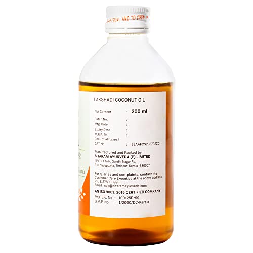 Image of Sitaram Ayurveda Lakshadi Coconut Oil (Kera Thailam) | Ayurvedic Baby Massage Blend with Laksha & Ashwagandha | Supports Soft Skin, Calm Sleep, Comfort & Gentle Head-Body Nourishment | 200 ml