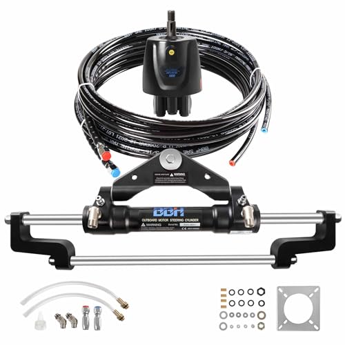 Marine Hydraulic Outboard Steering Kit for ships under 150-300HP horsepower, outboard-powered boats like the offshore fishing and many more, Hydraulic Pump Hose Cylinder Steering Wheel Accessory Kit