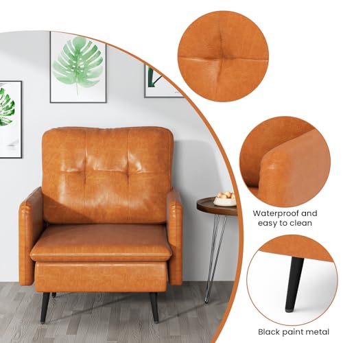 image for Lamerge PU Leather Leisure Chair Set of 2, Upholstered Mini Couch Midd