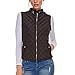 Fashionazzle Women's Lightweight Suede Contrast Quilted Zip Up Vest Jacket