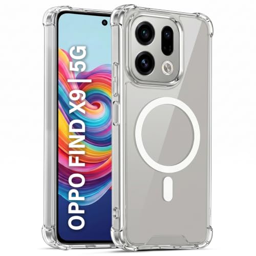 Image of TRUEUPGRADE Back Cover for Oppo Find X9 5G Non Mag-Safe Transparent PC + TPU Bumper Case with Magnetic Print Shockproof Protection (Transparent Mag-Safe)