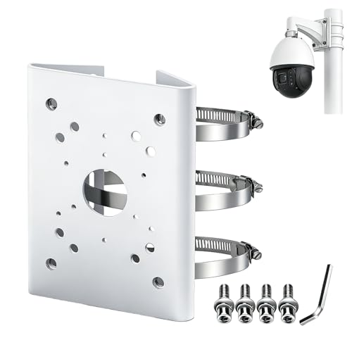 BeElion Pole Column Vertical Pole Mount Bracket for CCTV Dahua Wall Mounts Dome Security Cameras - Weatherproof 80-150mm Adjustable Hoop, 10KG Load, Rustproof Metal for PTZ/Dome Cameras by BeElion - Used condition - US$11.48
