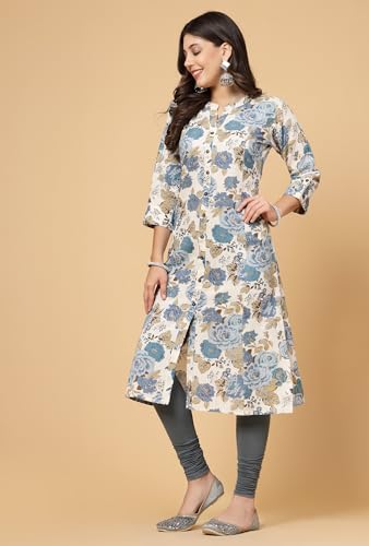Image of Pistaa's Women's Cotton Relaxed Fit A Line Kurta