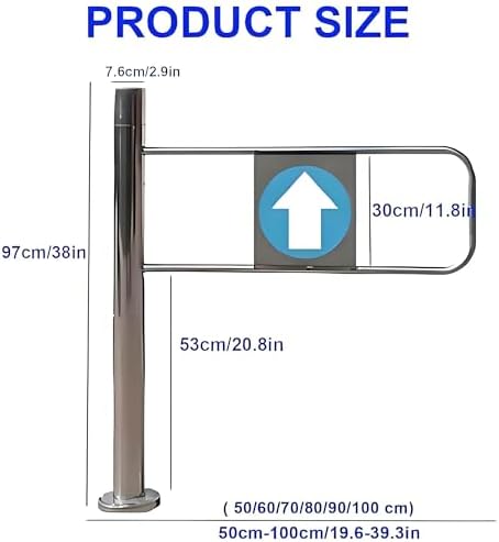 Metal Safety Gate for Entrance Porch, Manual Swing Gate for Supermarkets, Automatic Closing Warehouse Door, Unidirectional Barrier, Store Bar Door 70x100cm
