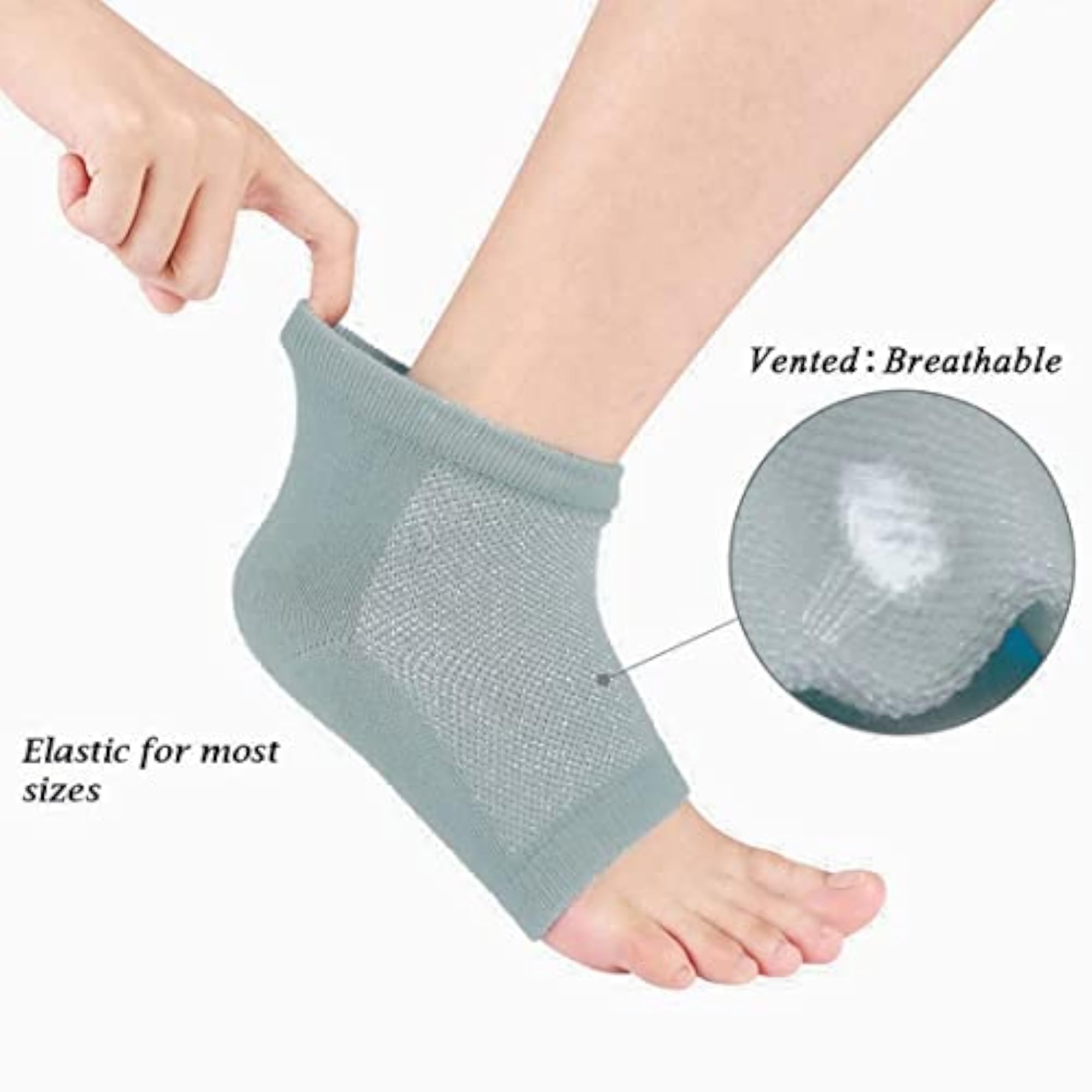 Cotton Moisturising Gel Heel Socks for Cracked Feet, Open Toe