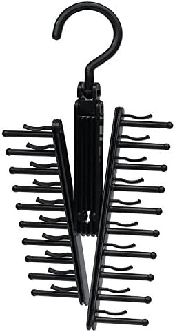 ClosetMate Tie Hanger Tie Rack - Necktie Cross Hanger, Quality Non-Slip holds 20 Ties, Adjustable Criss-Cross Design - Black Tie Belt Rack Organizer Hanger Non-Slip With 360 Degree Rotation (1)