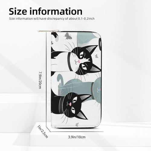 Black And White Cats Leather Wallet For Women Girl, Zip Around Credit Card Holder Long Pu Wallet Clutch Purse Waterproof Travel Handbag3