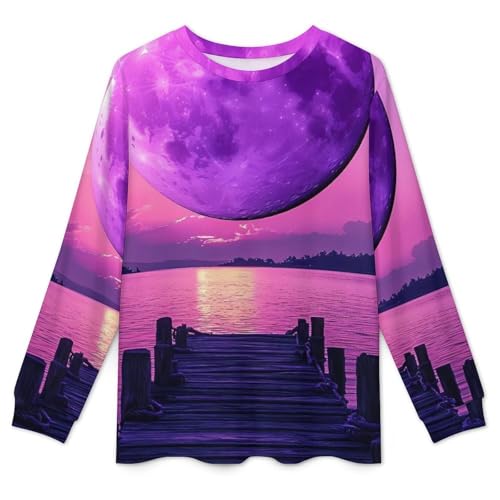 Landscape Bridge Full Moon Pajama Set Long Sleeve Lounge Sets Sleepwear 2 Pjs Nightwear for Men Women4