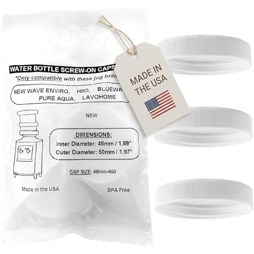 SANITRO Water Systems Screw-On Caps for Water Cooler/Dispenser Plastic Jugs, 48mm Bottle Lids