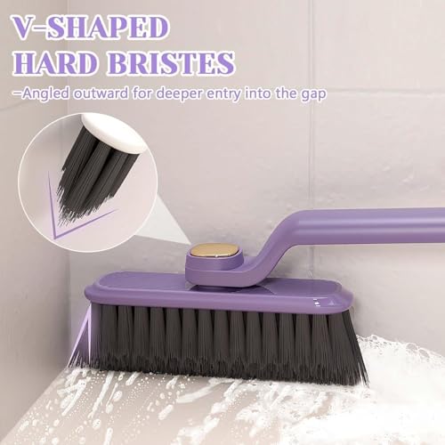 Image of Crevice Multi-Function Bathroom Plastic Cleaning Brush,Tiles Cleaning Brush,Hard Bristle Rotating Crevice Gap Cleaning Brushes for Bathroom,Floor Cleaner Brush Pack of 2