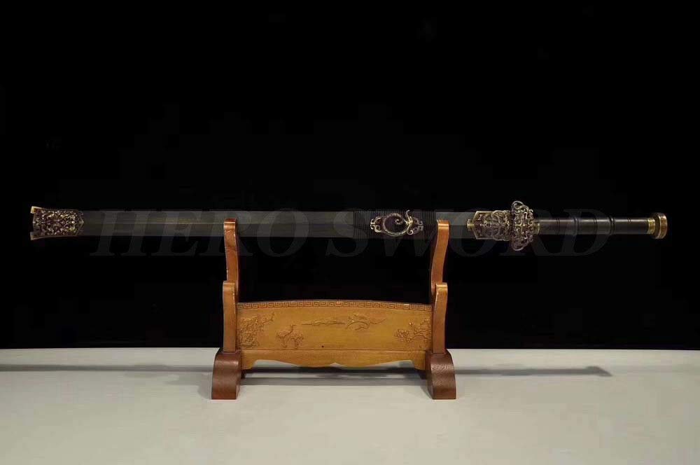 YL Sword Handmade Folded Steel Double Groove Han Jian Handmade Battle Chinese Sword