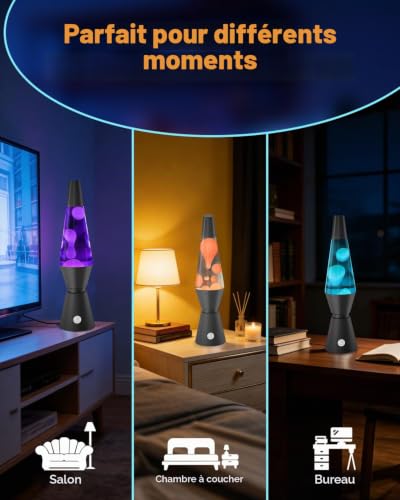 Soarling 14,5" Lampe à Mouvement Liquide Art Déco, Télécommande 17 Changements de Couleur Veilleuse, Lampe d'Ambiance Rétro pour Décor de Chambre, Cadeau Enfants/Adultes pour Noël, Fête (Noir) – vue 9