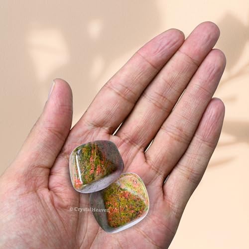 Image of Certified Unakite Crystal Healing Tumbled Stone, Natural Polished Crystals for DIY Crafts, Manifestation, Meditation, Pooja Feng Shui and Reiki Healing (30 Grams)