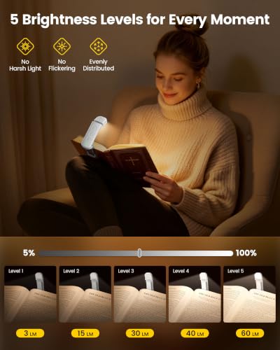 Glocusent 12 LED Book Light,Portable USB-C Book Lights for Reading at Night - image 3