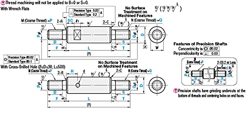 Both Ends Threaded Precision Linear Shaft with Wrench Flats or Cross Drilled Hole 20mmX300mm