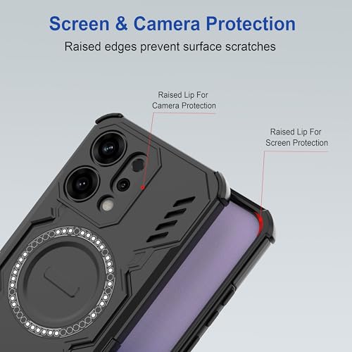 Image of Zapcase Back Case Cover for Oppo Reno 14 5G | Magnetic Case with Built-in Metal Ring | Supports MagSafe Charger, Wallet & Car Mount | Shockproof Hybrid PC + TPU | Black