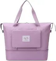 Bolsa Mala Dobrável Expansível e Impermeável Oxford – Ideal Academia e Viagem • Compartimento para Tênis/Roupas Molhadas • Alças Mão e Tiracolo Reforçadas (Lilás)