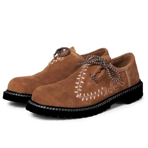 Trachtenschuhe Herren Flock Leder Haferlschuhe Passform Traditionelles Design für Trachten Festlichkeiten Lederschuhe Ledersohle Schnürschuhe Tanzschuhe