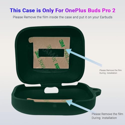 Image of LIRAMARK Silicone Cover Case with Carbiner Compatible with OnePlus Buds Pro 2 (2023) / Oneplus Buds Pro 2R (Green)