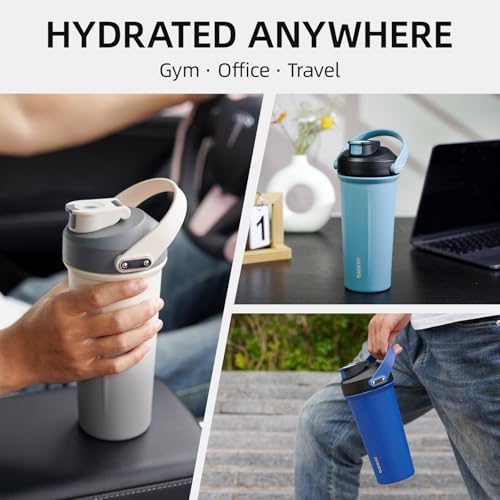 Image of BJPKPK 25oz Insulated Protein Shaker Bottle Stainless Steel Cup with Handle