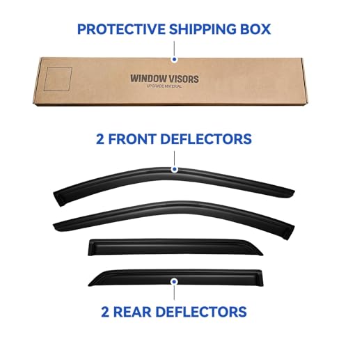 Image of Window Visors Rain Guards for 2011-2026 Dodge Durango, Out-Channel Window Vent Wind Deflectors Visors Shades for 11-26 Durango