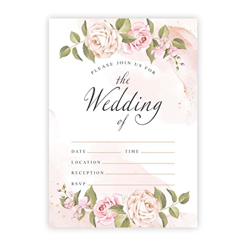 Kirsten McMillan 25 Floral Wedding Invitations with Envelopes A6 Wedding Invites with Envelopes Designed and Printed in the UK (Pack of 25)