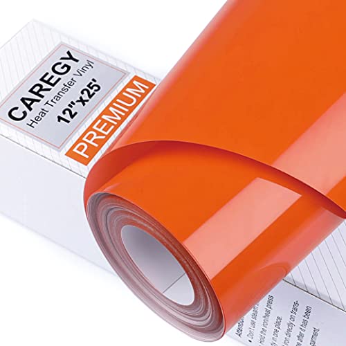 Caregy Htv 12" X 25Ft Roll - Iron On Heat Transfer Vinyl (Orange) #TOP19