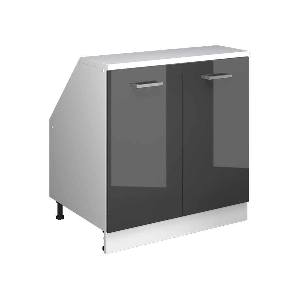 Vicco Kitchen sloped ceiling cabinet Raul, Anthracite gloss, 80 cm — image 1