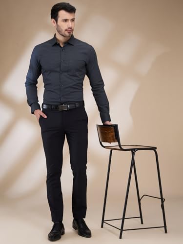 Image of Park Avenue Men's Print Pattern Slim Fit Cotton Blend Full Sleeve Semi Cut Away Collar Formal Shirt