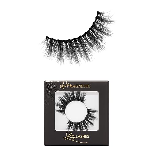 Lilly Lashes Click Magnetic Eyelashes - Miami Magnetic Faux Mink Lashes for a Natural Look - False, Wispy Magnet Eyelashes - Vegan Makeup Lash Extension - Magnetic Eyelashes Without Eyeliner