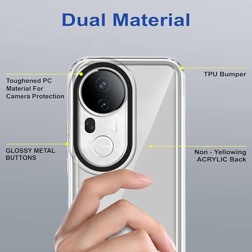 Image of Zapcase Back Case Cover for Vivo T4 Ultra 5G | Compatible for Vivo T4 Ultra 5G Back Cover | Case Cover with Camera Protection | (TPU + PC | Transparent)