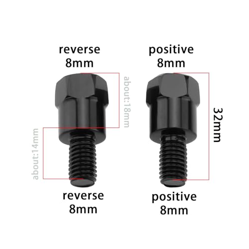 Be In Your Mind 4 Stück M8 32mm Motorrad-Spiegelhalterungsadapter RH und LH 8 Mm auf 8 mm Gewinde Höhenverstellschraube Lenkerspiegelmontage Schrauben mit Umgekehrtem Gewinde für Motorräder