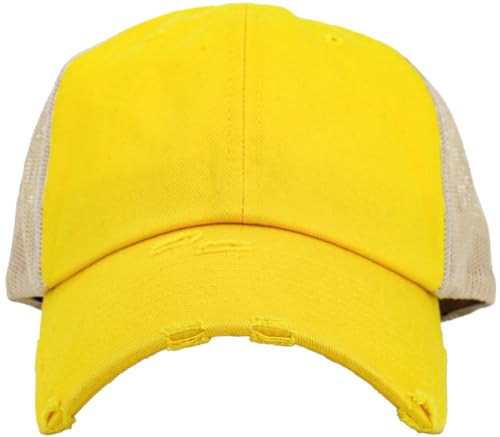 Image of KBETHOS Vintage Washed Distressed Cotton Dad Hat Baseball Cap Adjustable Polo Trucker Unisex Style Headwear