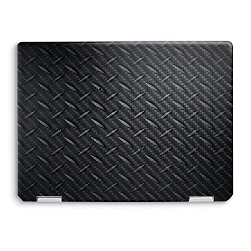 Image of MightySkins Carbon Fiber Skin Compatible with HP Spectre x360 14 inch (2022) Full Wrap Kit - Black Diamond Plate | Protective, Durable Textured Carbon Fiber Finish | Easy to Apply | Made in The USA