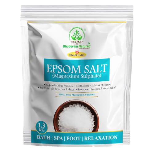 Image of Khadi Premium Grade Pure Epsom Salt for Muscle Pain Relief, Stress Reduction & Detox | 100% Pure Magnesium Sulfate Bath Soak for Relaxation, Skin Care & Foot Spa - 1.3KG